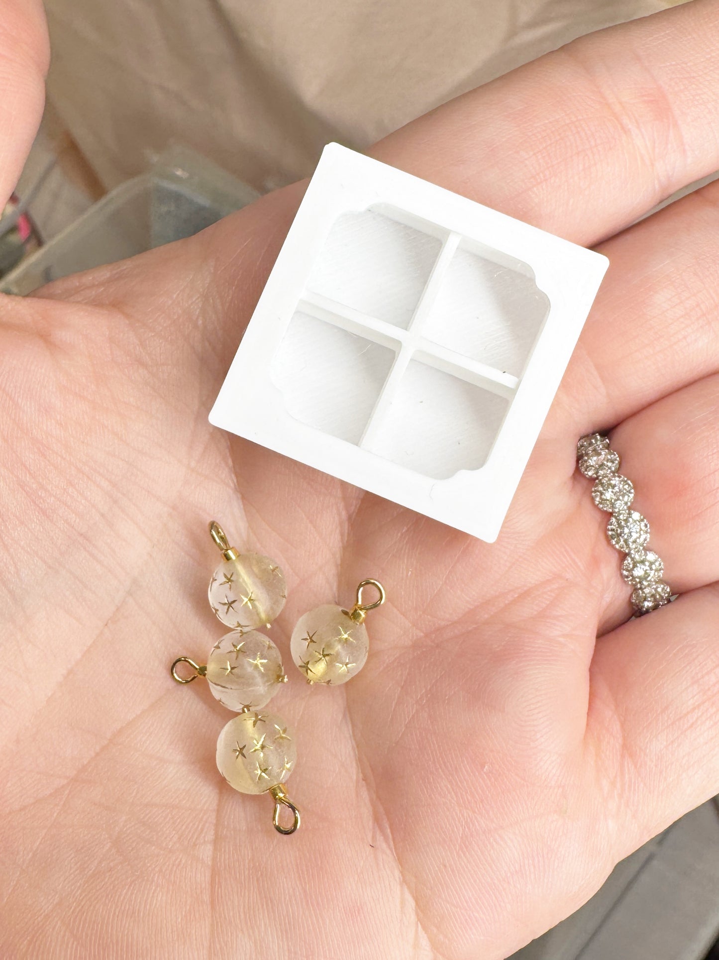 Ornament Set Frosted Gold Stars