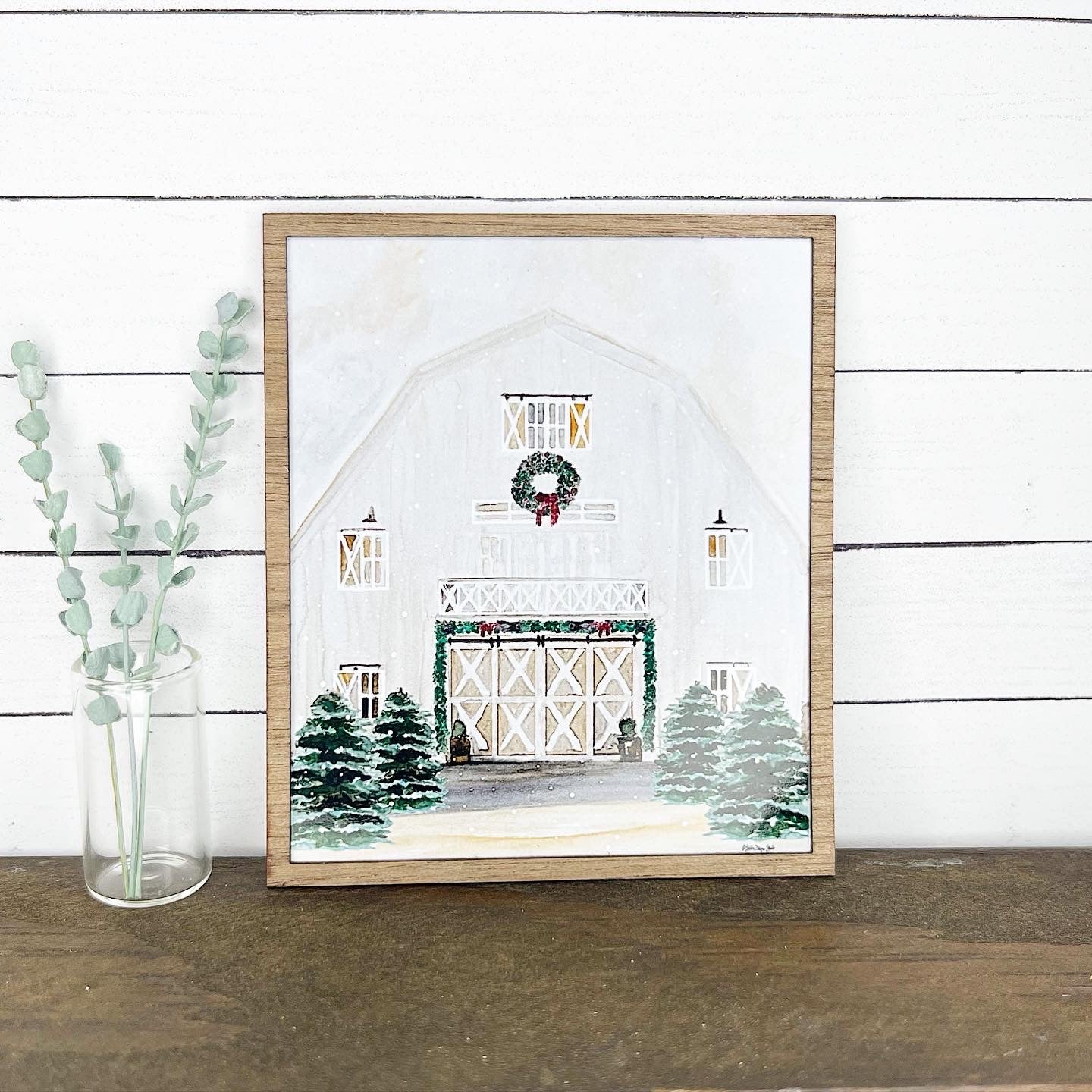 Snowy Barn Framed Wall Art