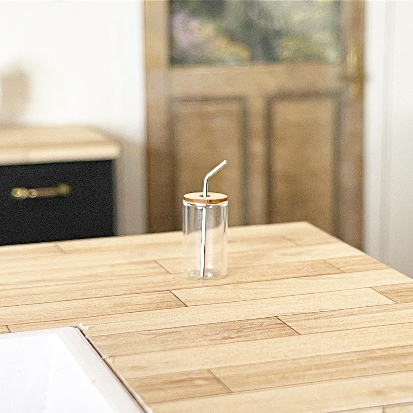 Glass Tumbler with Metal Straw