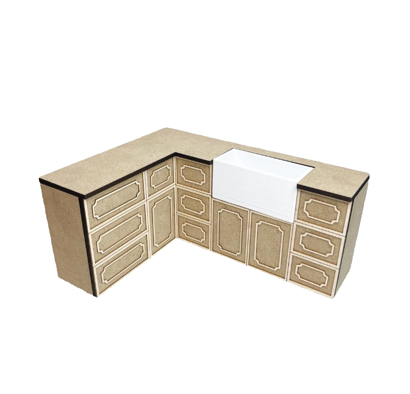 Long Corner Cabinet with Sink, French Country