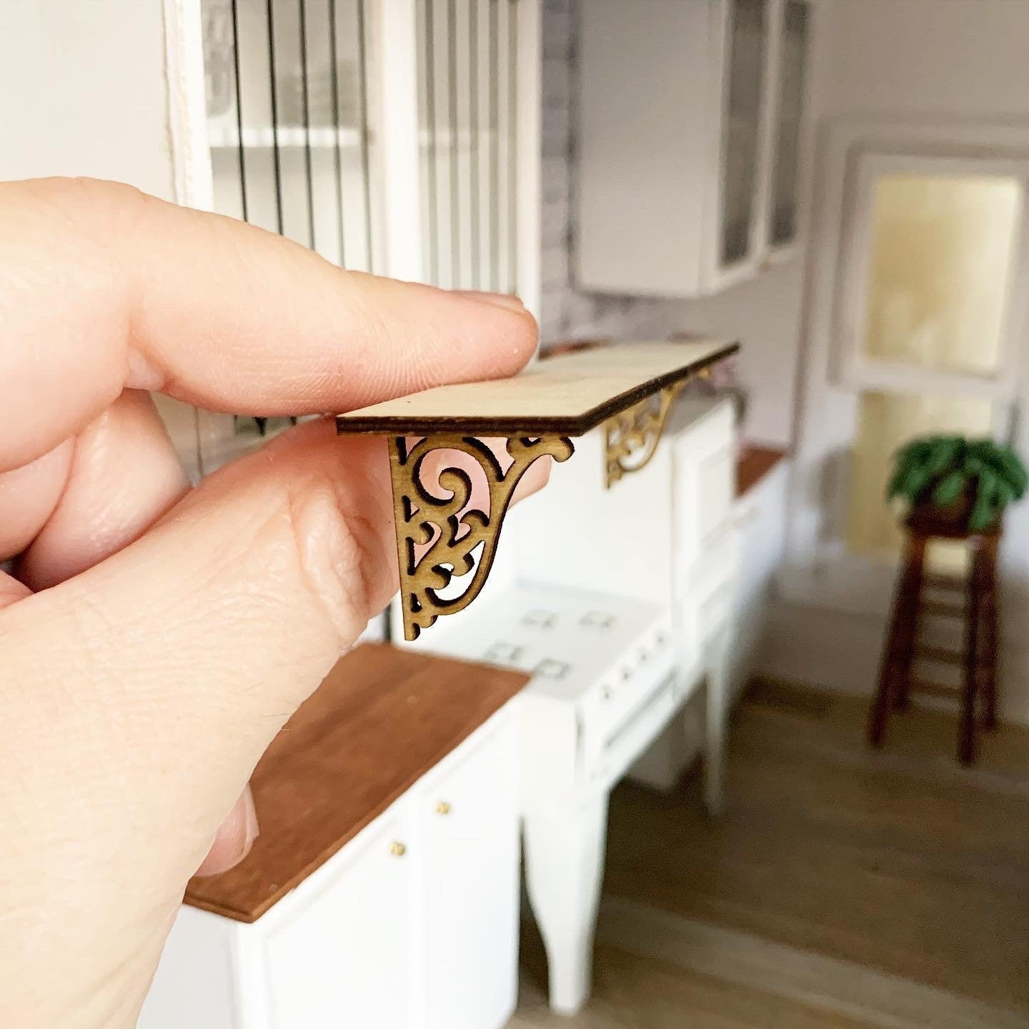Swirl Unfinished Wood Brackets with Shelf