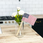 Carnations with Flag and Glass Vase