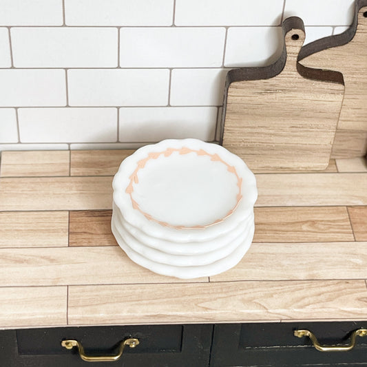 Plates with Pink Wreath (Set of 4)