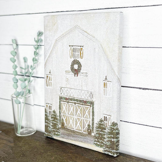 Snowy Barn Canvas Wall Art
