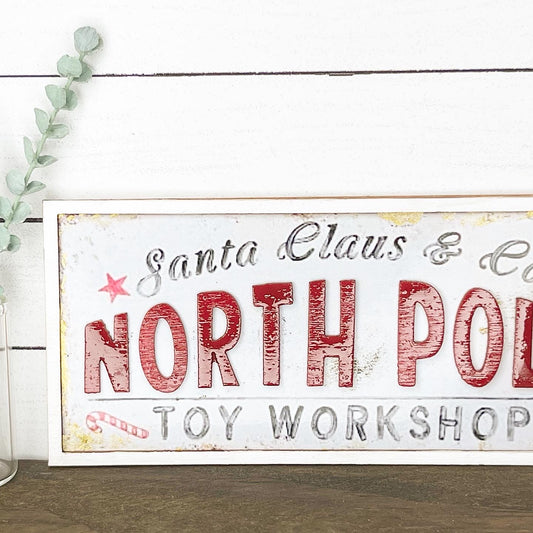 Vintage North Pole 3D Framed Wall Art