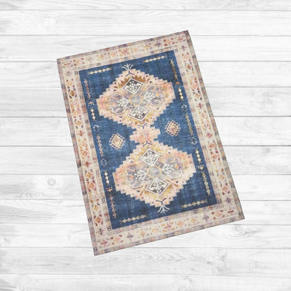 Royal Blue and Peach Rug or Runner