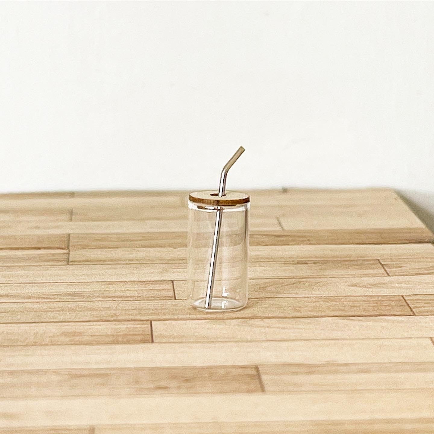 Glass Tumbler with Metal Straw