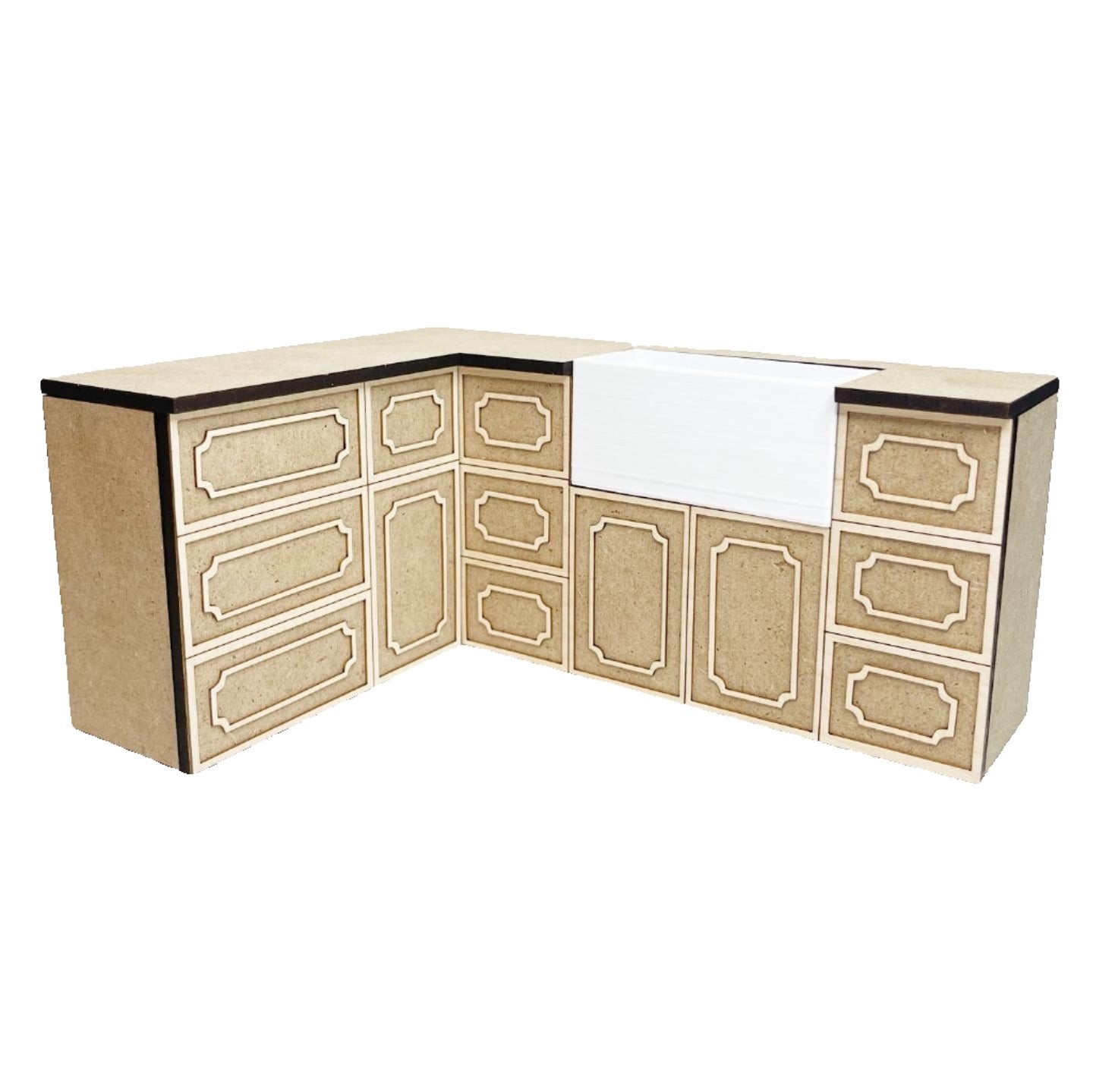 Long Corner Cabinet with Sink, French Country