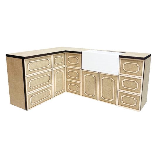 Long Corner Cabinet with Sink, French Country