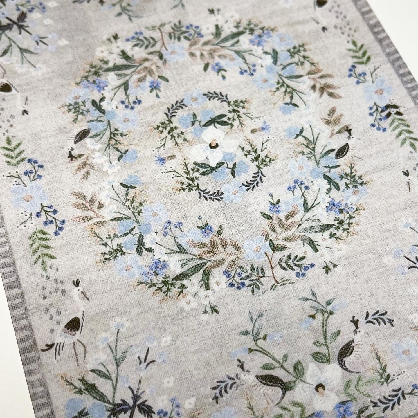 Grey and Blue Floral Rug