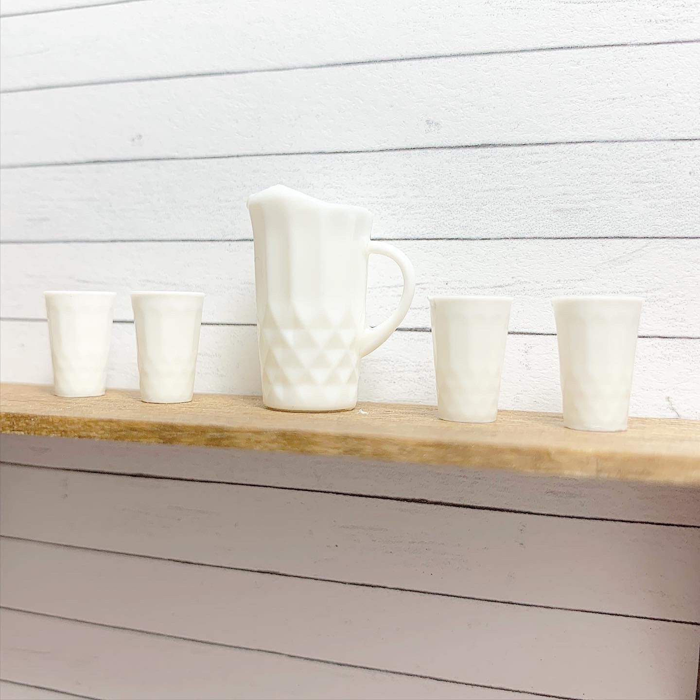 White Pitcher and Cup Set