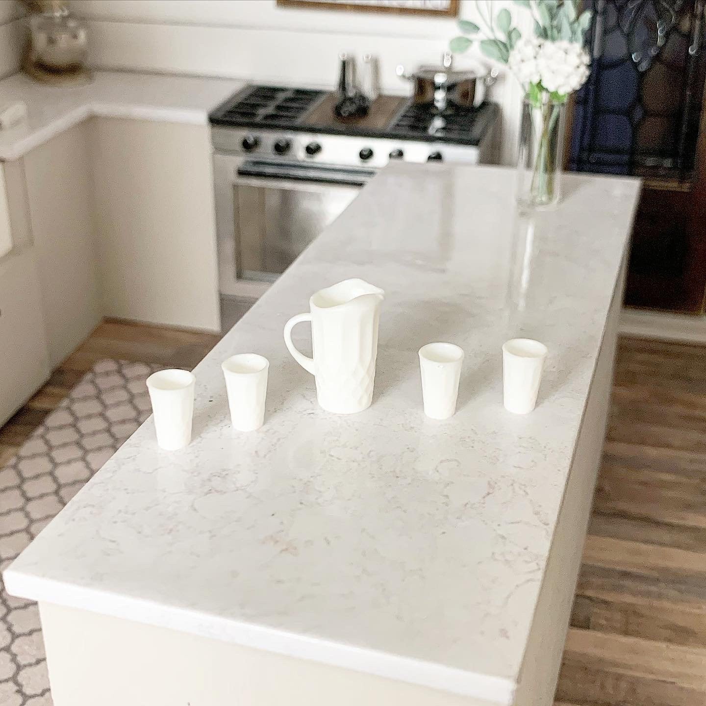 White Pitcher and Cup Set