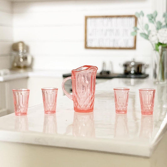 Pink Pitcher and Cup Set