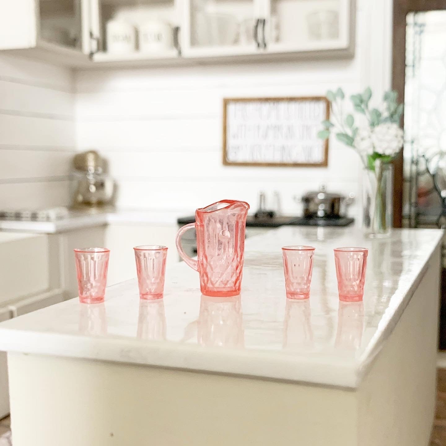 Pink Pitcher and Cup Set