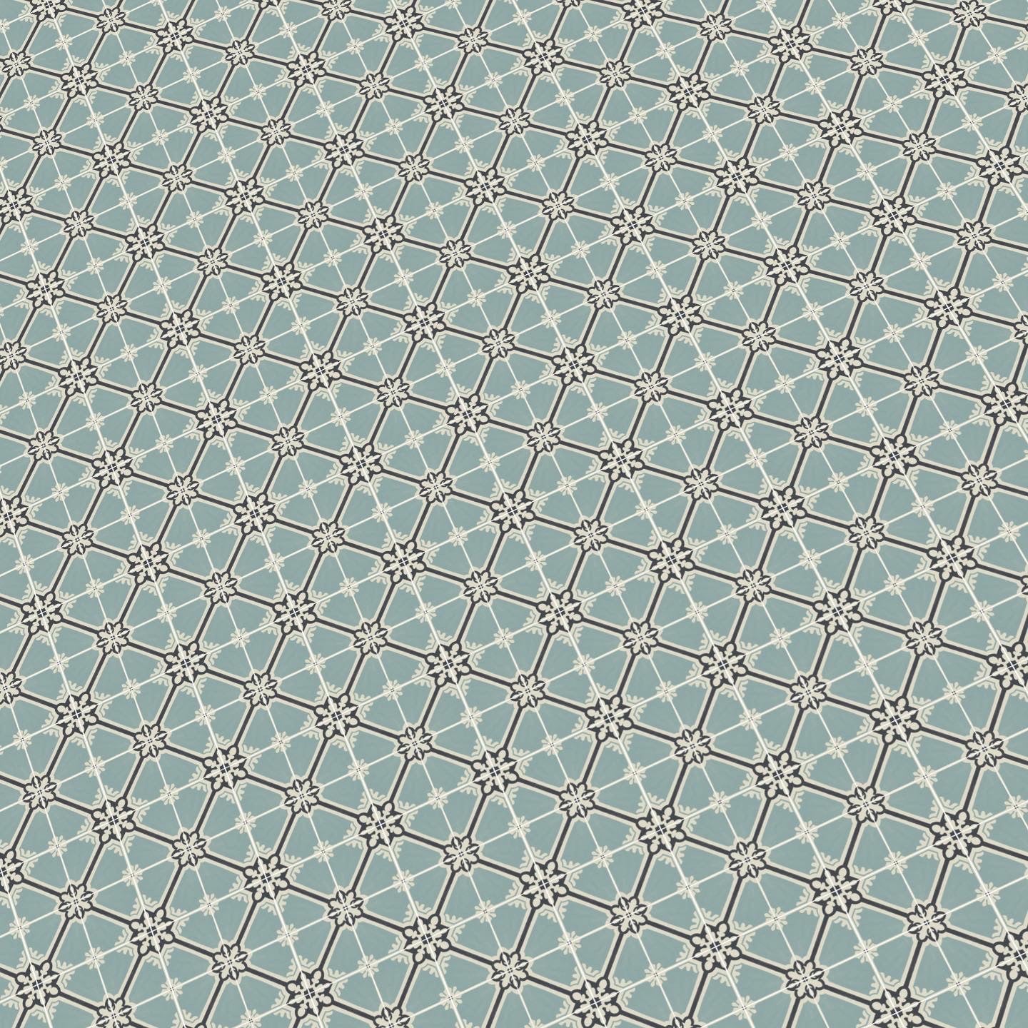 Blue and Black Floral Paper Tile