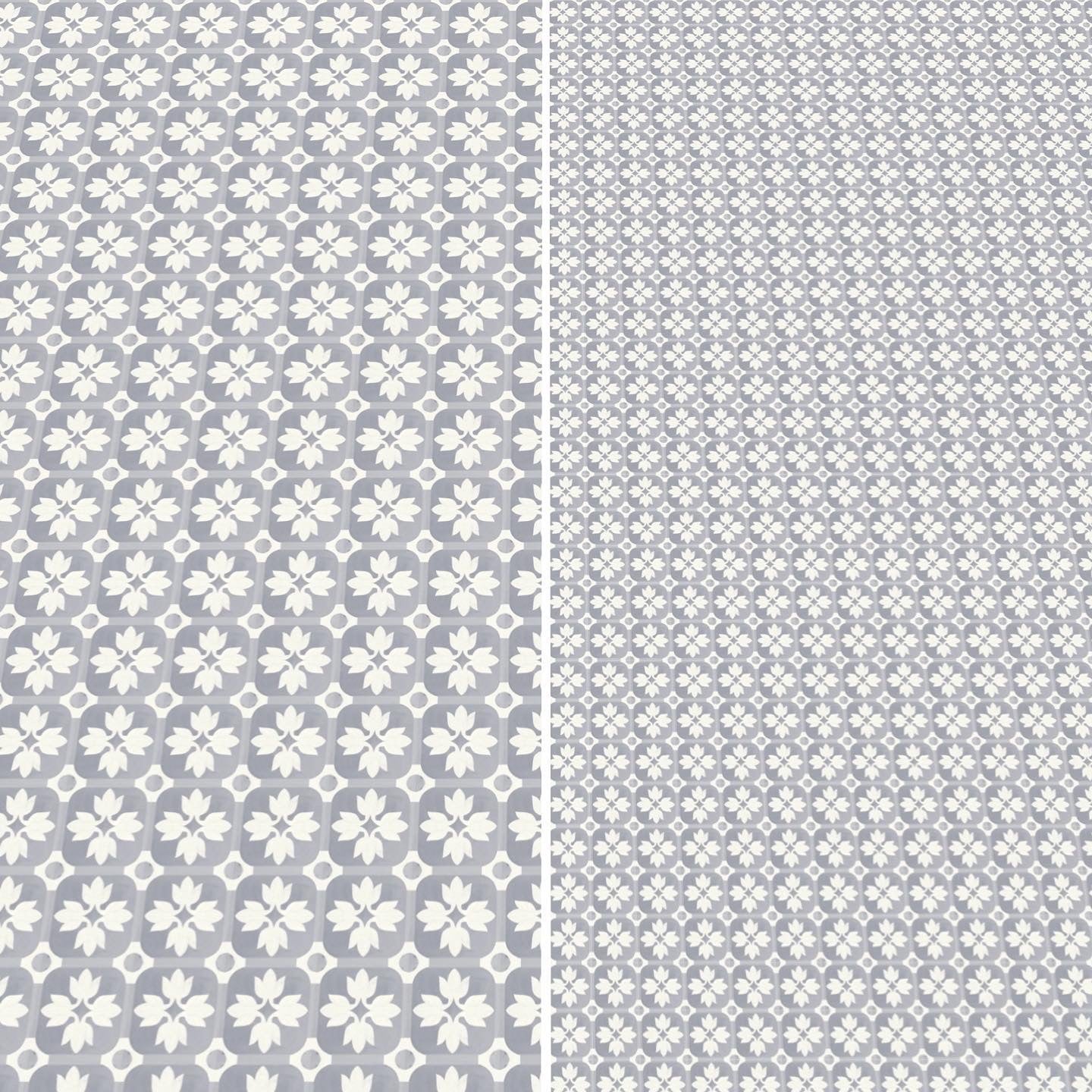 Grey and White Flower Paper Tile