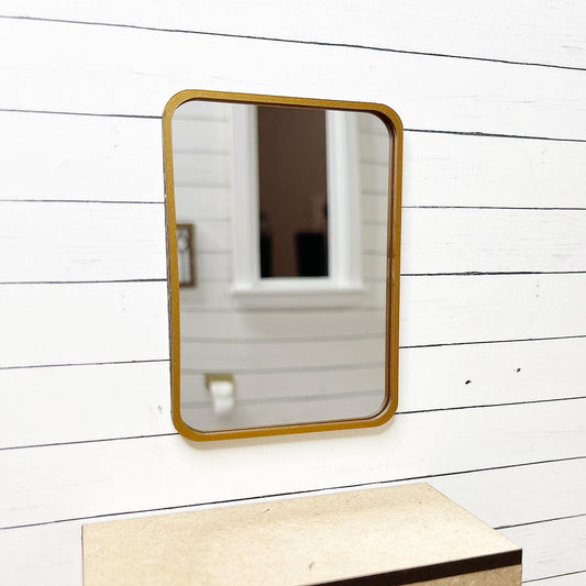 Curved Rectangle Mirror - Gold