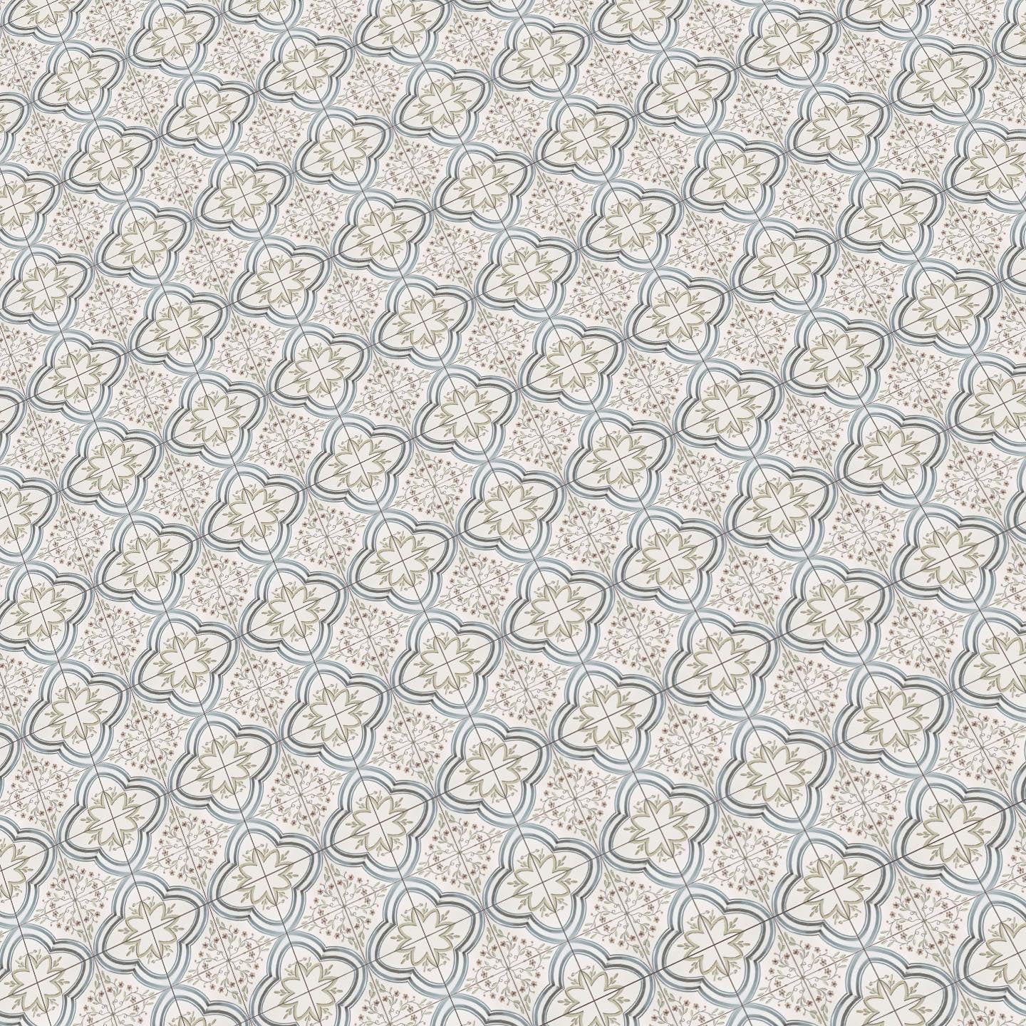 Blue and White Floral Paper Tile