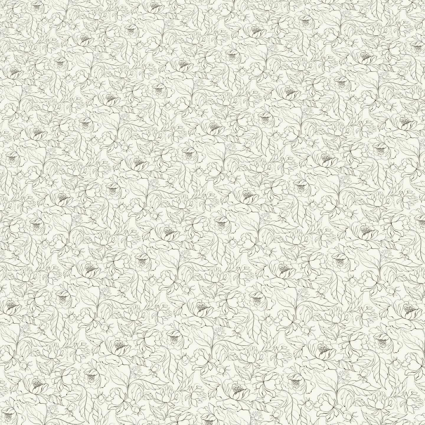 Black and Cream Floral Wallpaper
