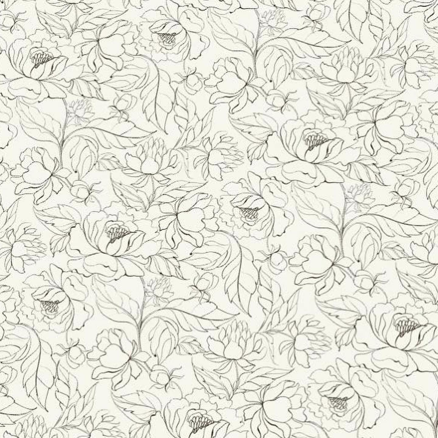 Black and Cream Floral Wallpaper