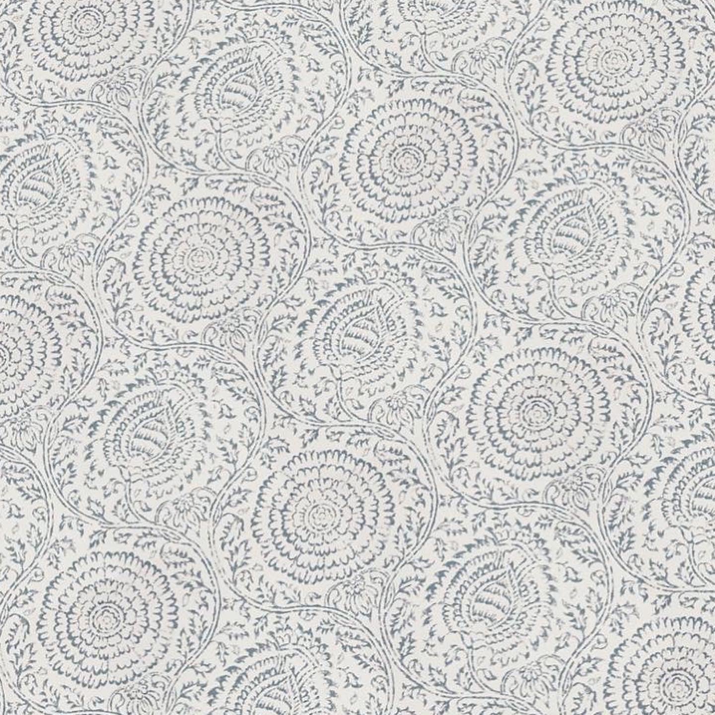 Blue and Cream Floral Wallpaper