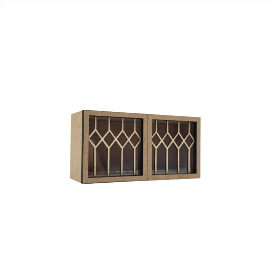 Double Upper Half Cabinet, Leaded Glass