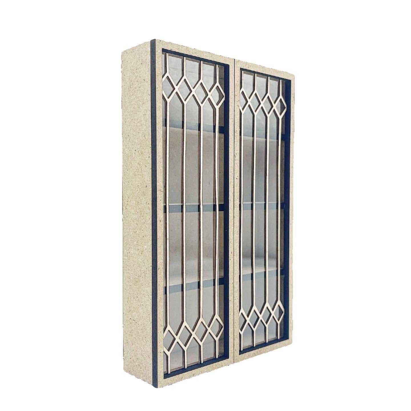 Double Upper Tall Cabinet, Leaded Glass