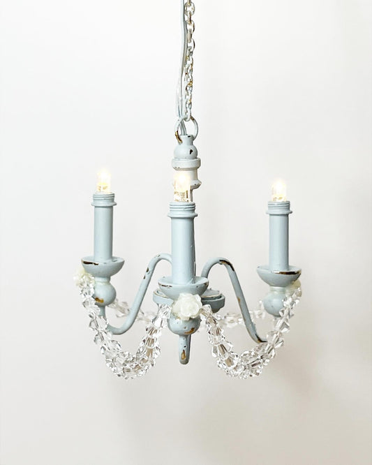 Powder Blue Chandelier, Battery Operated