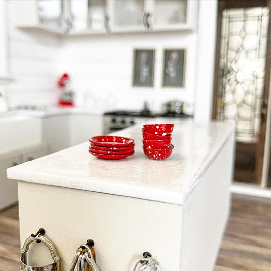 Red Speckle Plate and Bowl Set