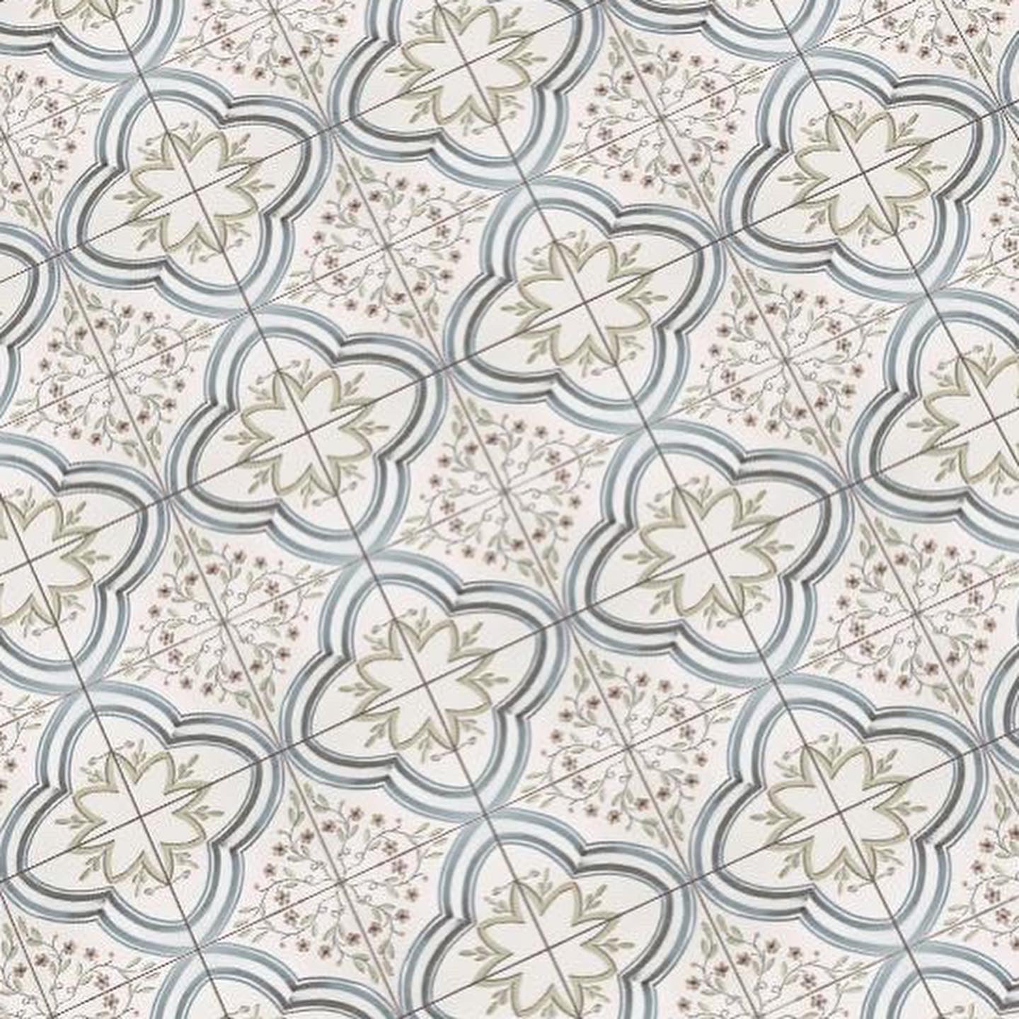Blue and White Floral Paper Tile