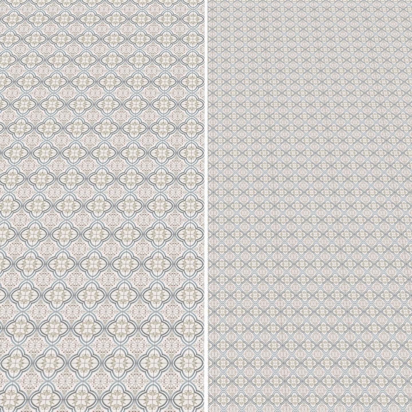 Blue and White Floral Paper Tile
