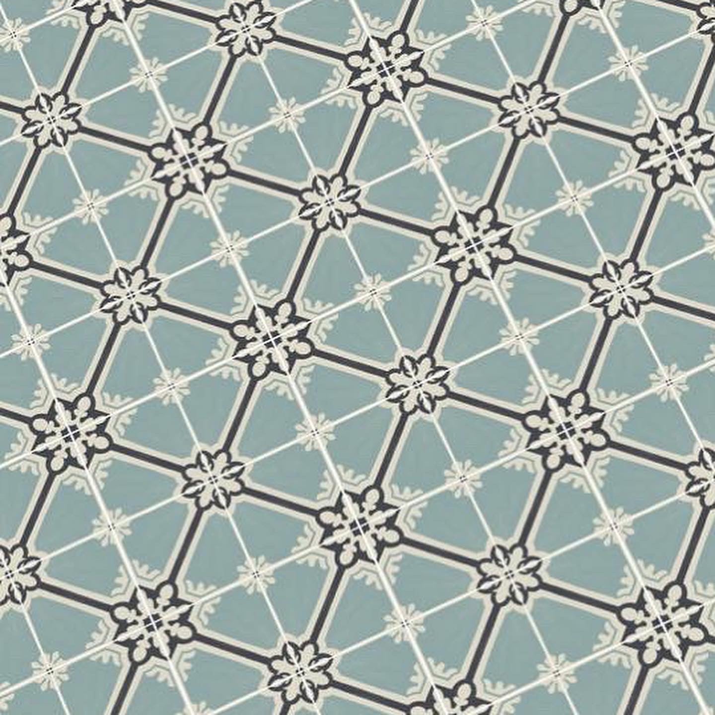 Blue and Black Floral Paper Tile