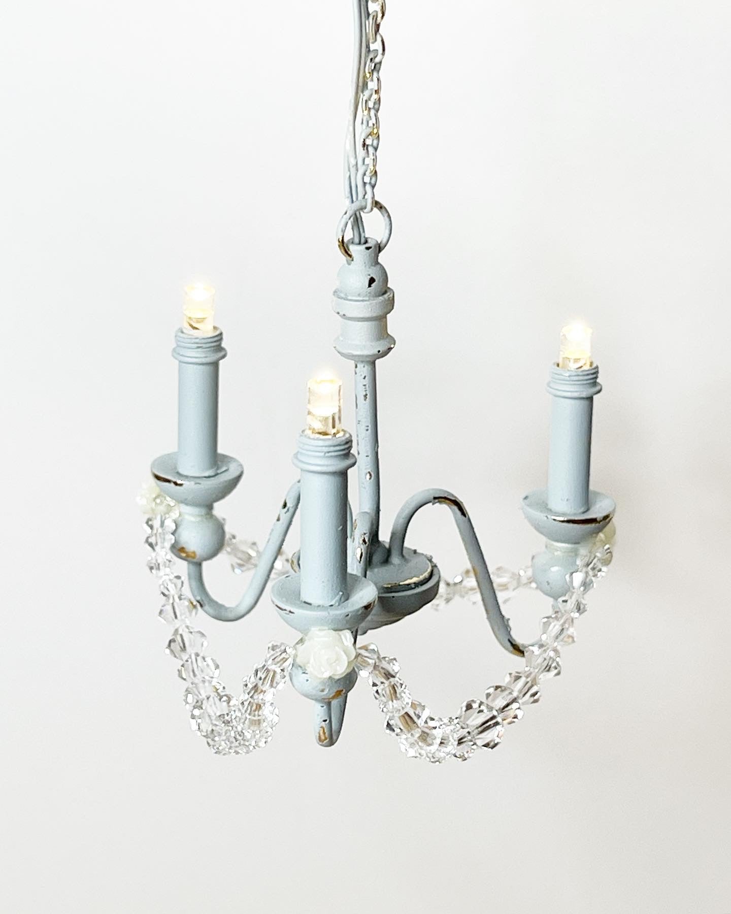 Powder Blue Chandelier, Battery Operated